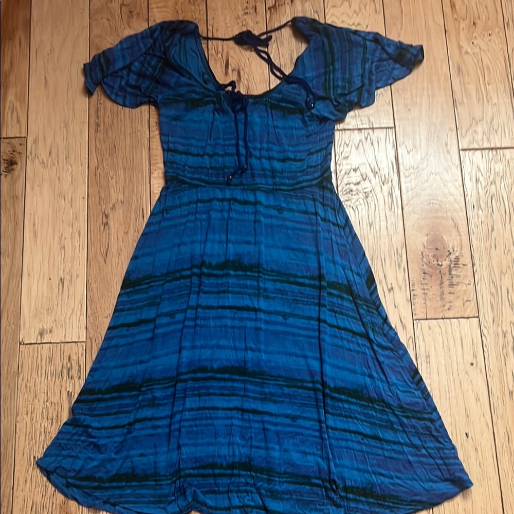 Plenty by Tracy Reese Blue Ruffled Tie Front Off-Shoulder Sundress